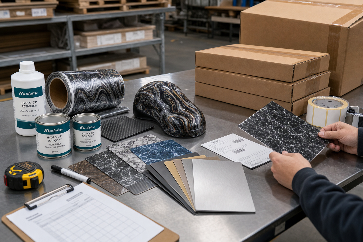 hydro dipping workshop setup case packaging and sampling visual