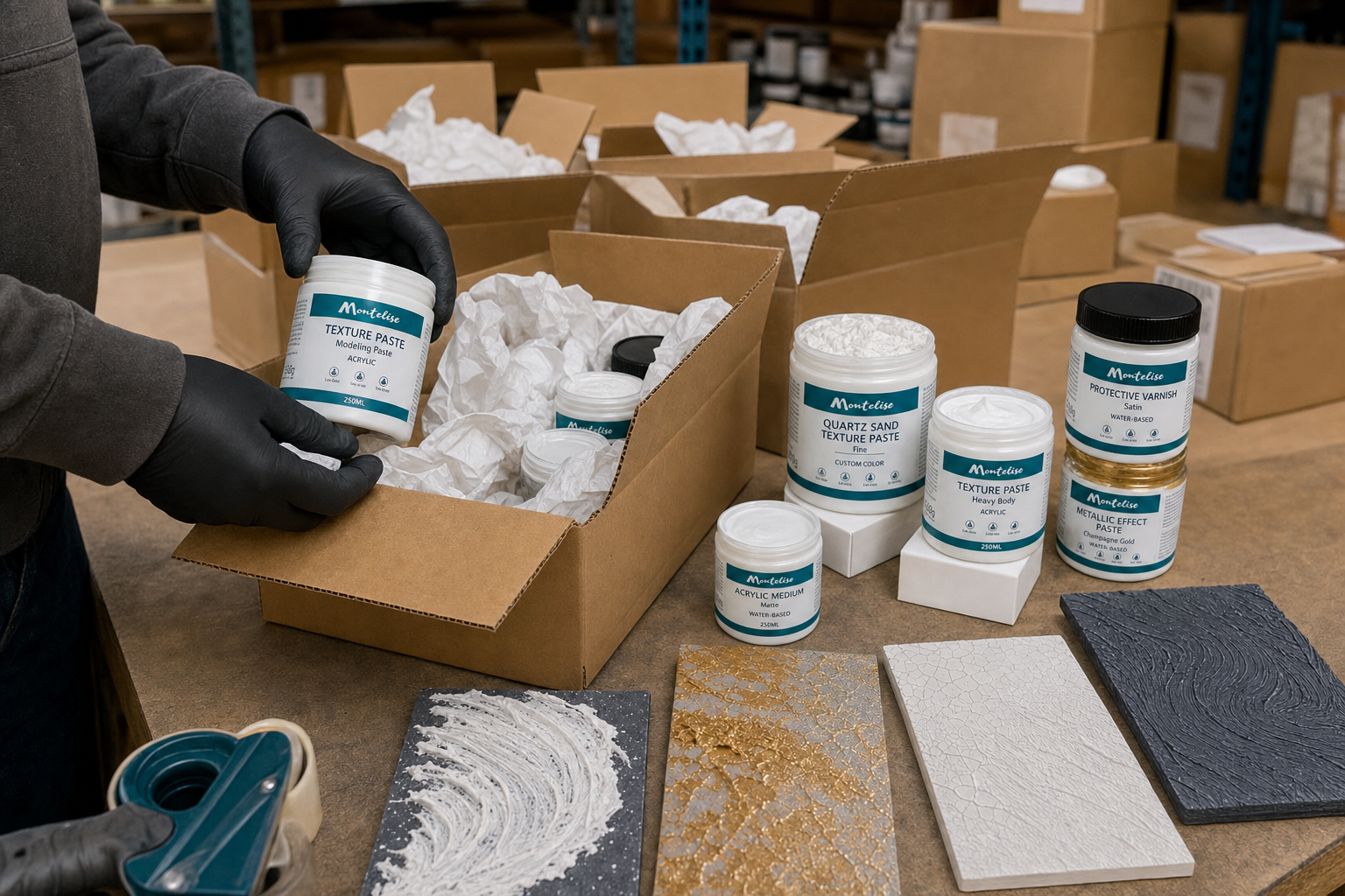 metallic effect medium packaging case packaging and sampling visual