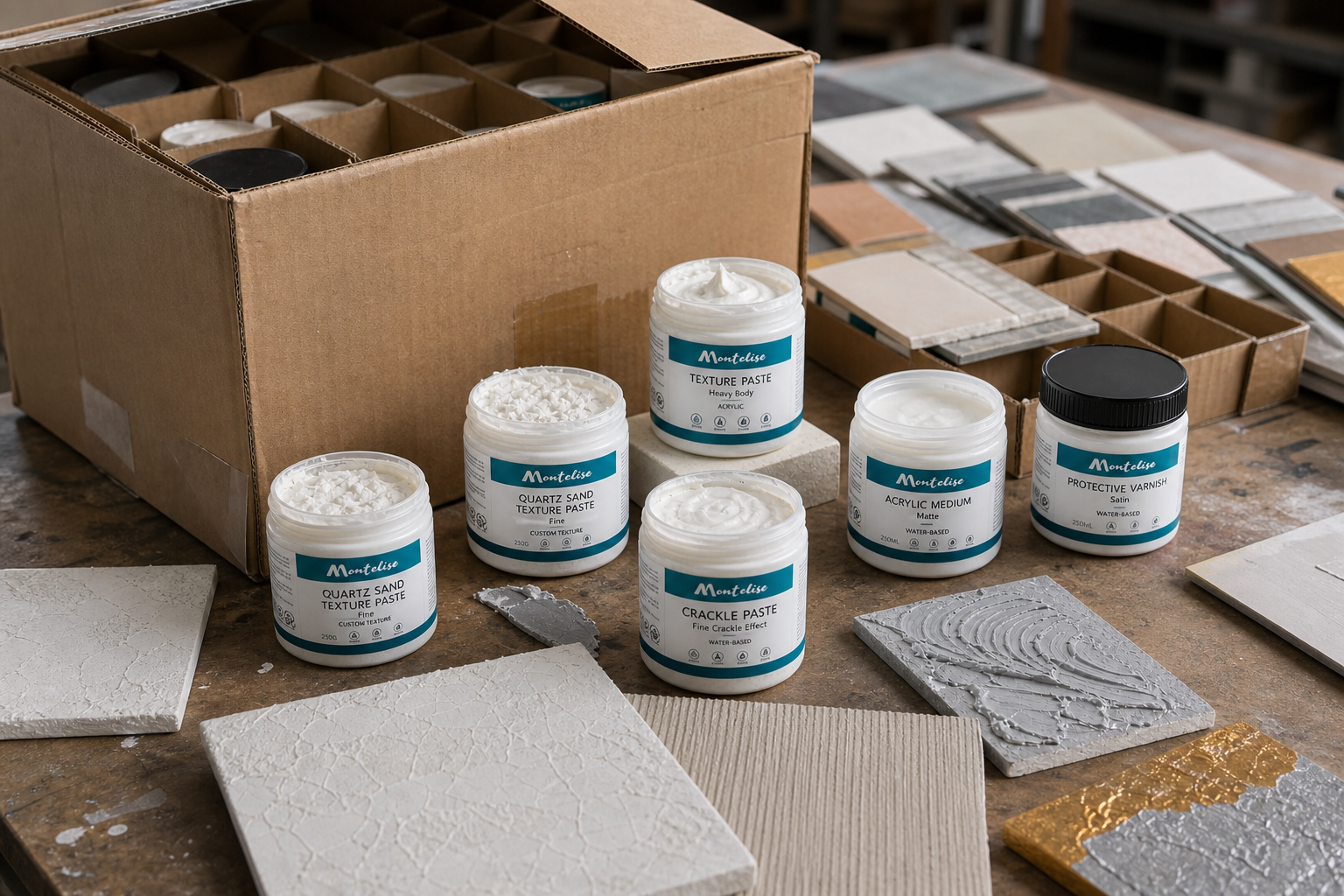 texture paste distributor pack sizes packaging and sampling visual