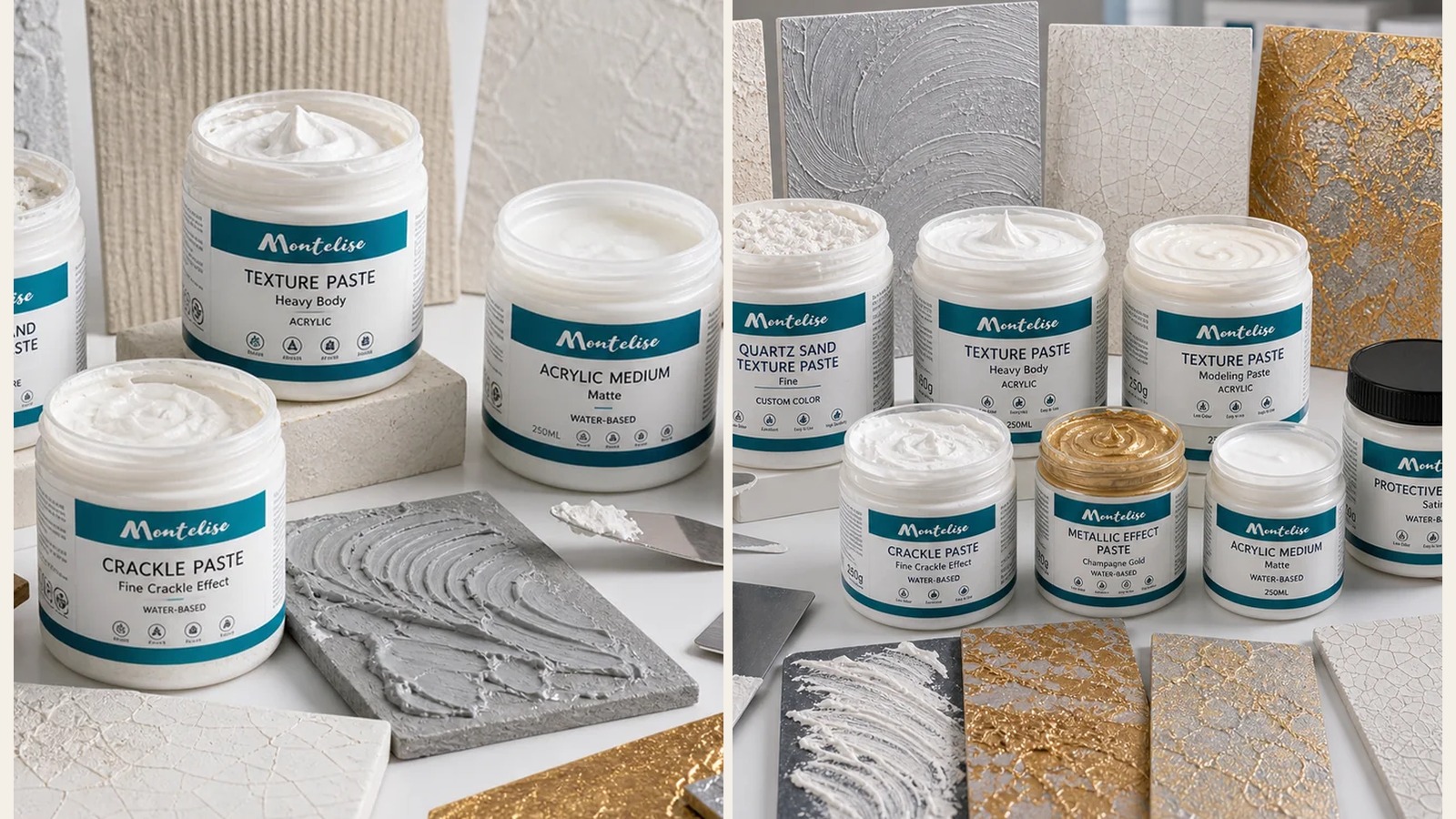 texture paste vs modeling paste packaging and sampling visual